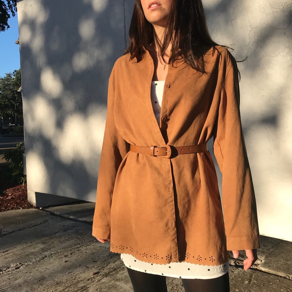 SOLD. Vintage brown suede button up